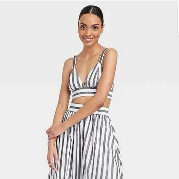 2pc Women's Tank Top - A New Day Navy/White Striped XL& Matching Skirt XXL - Picture 2 of 2